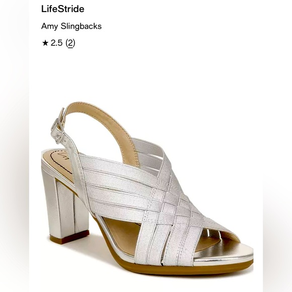 LifeStride, Silver, Size 11 “Amy Slingbacks,” open toe and heel pumps. - Picture 8 of 8